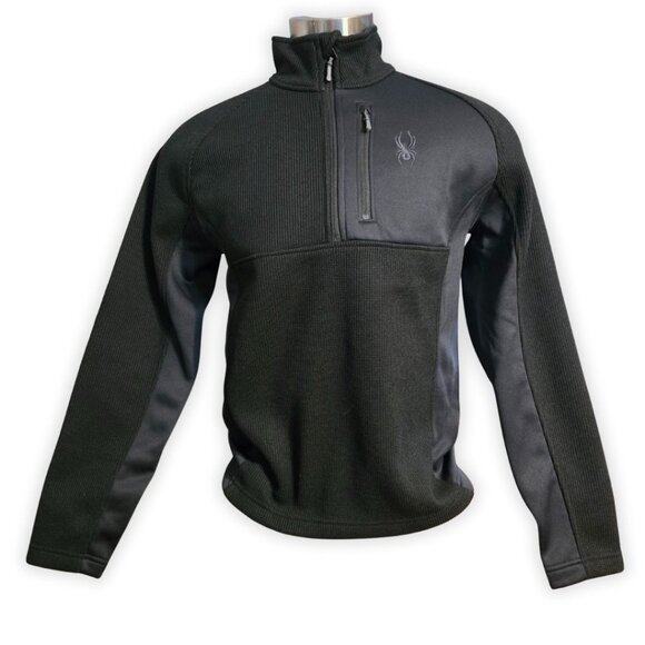 Spyder Men's Medium Black 1/4 Zip Long Sleeve Performance Sweater - Picture 1 of 11
